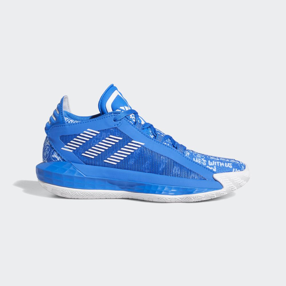 Adidas Boys' Dame 6 Basketball Shoes White/Blue/Black Ireland FV4211